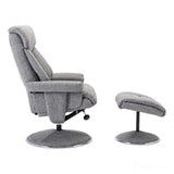 The Biarritz - Swivel Recliner Chair & Footstool in Lisbon Rock Fabric - Refurbished Morris Living