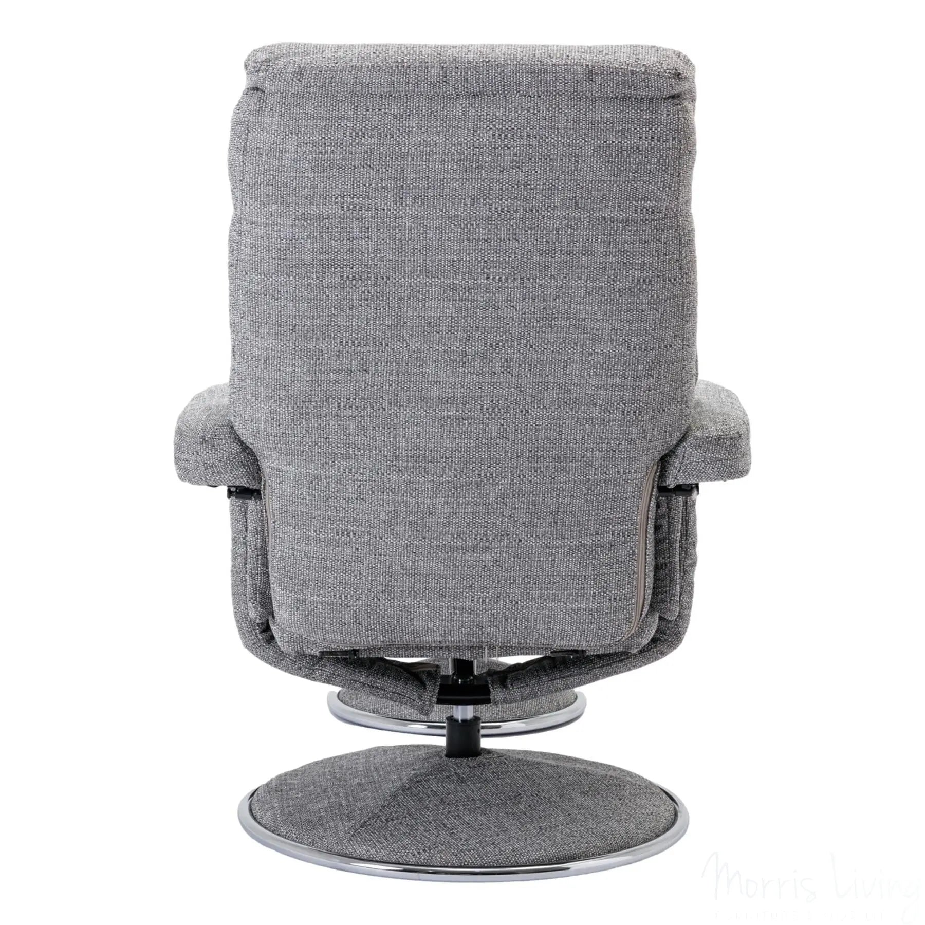 The Biarritz - Swivel Recliner Chair & Footstool in Lisbon Rock Fabric - Refurbished Morris Living