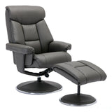 The Biarritz - Swivel Recliner Chair & Matching Footstool in Cinder Plush Faux Leather Morris Living