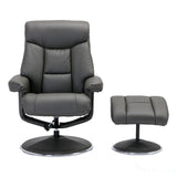 The Biarritz - Swivel Recliner Chair & Matching Footstool in Cinder Plush Faux Leather Morris Living - thumbnail 2