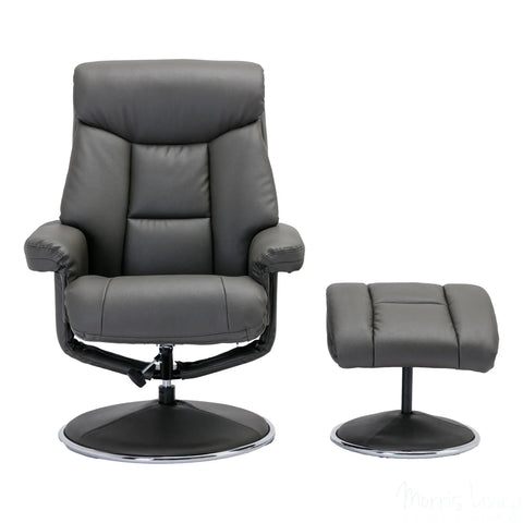 The Biarritz - Swivel Recliner Chair & Matching Footstool in Cinder Plush Faux Leather Morris Living - image 2