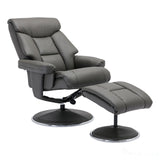 The Biarritz - Swivel Recliner Chair & Matching Footstool in Cinder Plush Faux Leather Morris Living - thumbnail 3