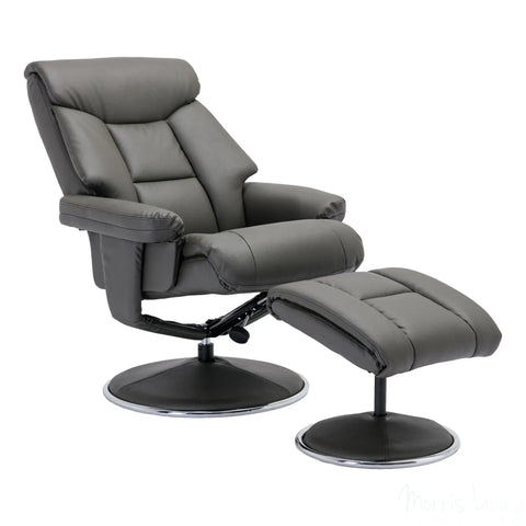 The Biarritz - Swivel Recliner Chair & Matching Footstool in Cinder Plush Faux Leather Morris Living - image 3
