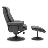 The Biarritz - Swivel Recliner Chair & Matching Footstool in Cinder Plush Faux Leather Morris Living - thumbnail 4