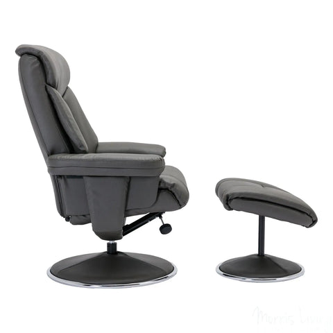 The Biarritz - Swivel Recliner Chair & Matching Footstool in Cinder Plush Faux Leather Morris Living - image 4