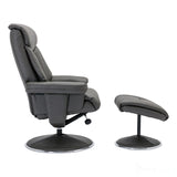 The Biarritz - Swivel Recliner Chair & Matching Footstool in Cinder Plush Faux Leather Morris Living