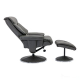 The Biarritz - Swivel Recliner Chair & Matching Footstool in Cinder Plush Faux Leather Morris Living