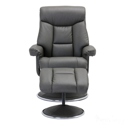 The Biarritz - Swivel Recliner Chair & Matching Footstool in Cinder Plush Faux Leather Morris Living - image 6