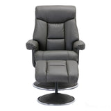 The Biarritz - Swivel Recliner Chair & Matching Footstool in Cinder Plush Faux Leather Morris Living