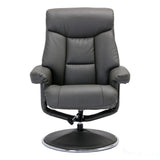 The Biarritz - Swivel Recliner Chair & Matching Footstool in Cinder Plush Faux Leather Morris Living - thumbnail 7