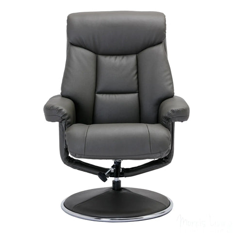 The Biarritz - Swivel Recliner Chair & Matching Footstool in Cinder Plush Faux Leather Morris Living - image 7