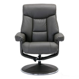 The Biarritz - Swivel Recliner Chair & Matching Footstool in Cinder Plush Faux Leather Morris Living