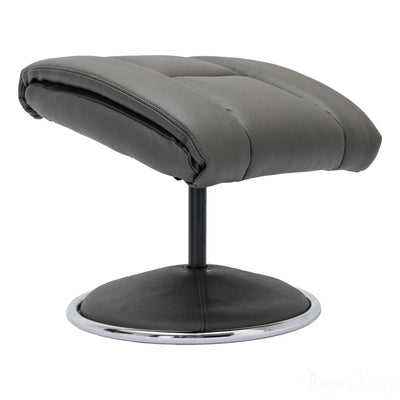 The Biarritz - Swivel Recliner Chair & Matching Footstool in Cinder Plush Faux Leather Morris Living