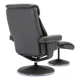 The Biarritz - Swivel Recliner Chair & Matching Footstool in Cinder Plush Faux Leather Morris Living - thumbnail 9