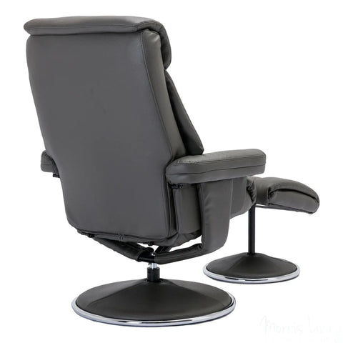 The Biarritz - Swivel Recliner Chair & Matching Footstool in Cinder Plush Faux Leather Morris Living - image 9
