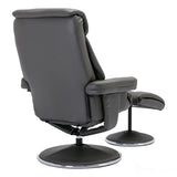 The Biarritz - Swivel Recliner Chair & Matching Footstool in Cinder Plush Faux Leather Morris Living