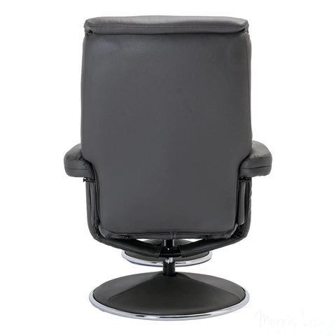 The Biarritz - Swivel Recliner Chair & Matching Footstool in Cinder Plush Faux Leather Morris Living - image 10