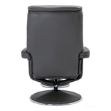 The Biarritz - Swivel Recliner Chair & Matching Footstool in Cinder Plush Faux Leather Morris Living