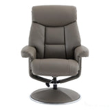 The Biarritz - Swivel Recliner Chair & Matching Footstool in Grey Plush Faux Leather Morris Living - thumbnail 5