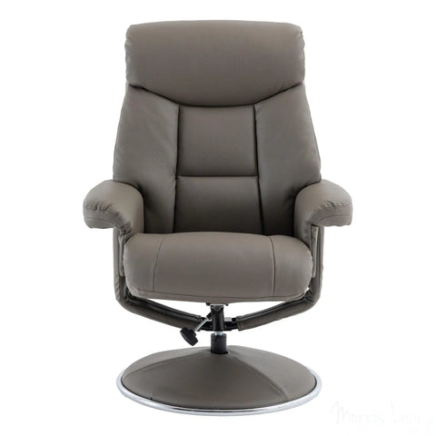 The Biarritz - Swivel Recliner Chair & Matching Footstool in Grey Plush Faux Leather Morris Living - image 5