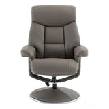 The Biarritz - Swivel Recliner Chair & Matching Footstool in Grey Plush Faux Leather Morris Living