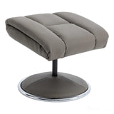 The Biarritz - Swivel Recliner Chair & Matching Footstool in Grey Plush Faux Leather Morris Living
