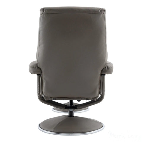 The Biarritz - Swivel Recliner Chair & Matching Footstool in Grey Plush Faux Leather Morris Living - image 8