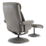 The Biarritz - Swivel Recliner Chair & Matching Footstool in Grey Plush Faux Leather Morris Living - thumbnail 9