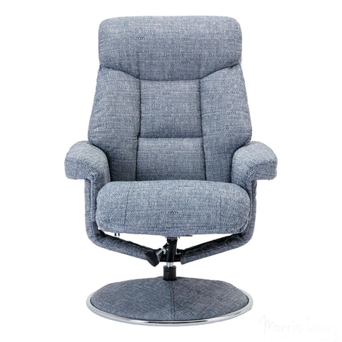 The Biarritz - Swivel Recliner Chair & Matching Footstool in Lisbon Marine Fabric Morris Living - image 4