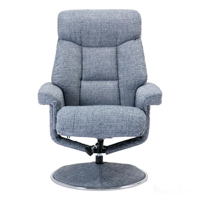The Biarritz - Swivel Recliner Chair & Matching Footstool in Lisbon Marine Fabric Morris Living
