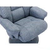 The Biarritz - Swivel Recliner Chair & Matching Footstool in Lisbon Marine Fabric Morris Living - thumbnail 5