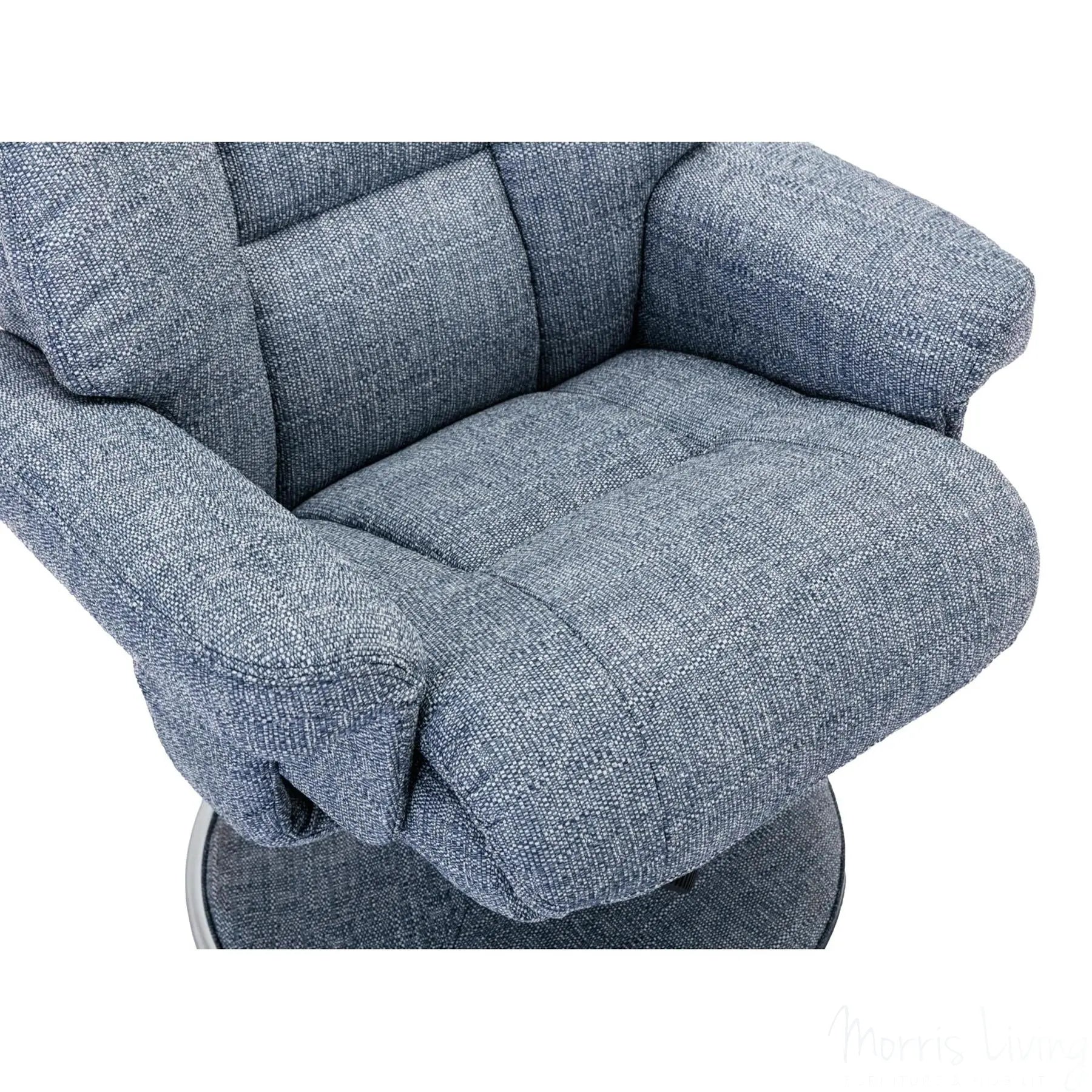 The Biarritz - Swivel Recliner Chair & Matching Footstool in Lisbon Marine Fabric Morris Living