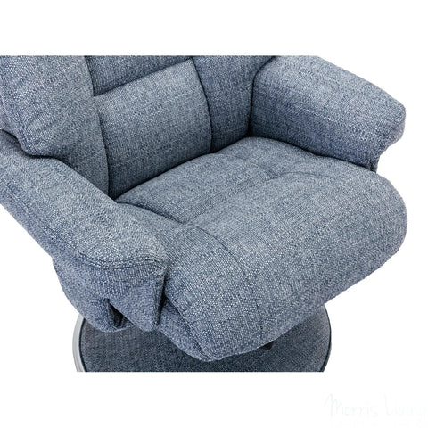 The Biarritz - Swivel Recliner Chair & Matching Footstool in Lisbon Marine Fabric Morris Living - image 5