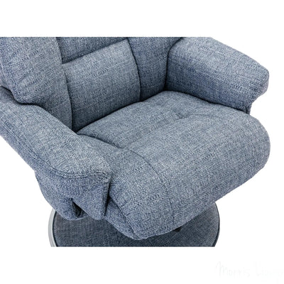 The Biarritz - Swivel Recliner Chair & Matching Footstool in Lisbon Marine Fabric Morris Living