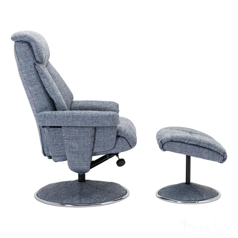 The Biarritz - Swivel Recliner Chair & Matching Footstool in Lisbon Marine Fabric Morris Living - image 9