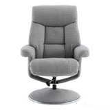 The Biarritz - Swivel Recliner Chair & Matching Footstool in Lisbon Silver Fabric Morris Living - thumbnail 3