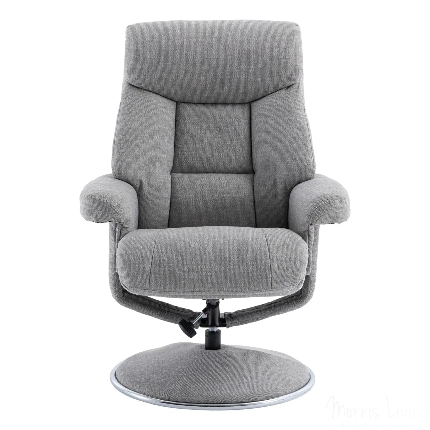 The Biarritz - Swivel Recliner Chair & Matching Footstool in Lisbon Silver Fabric Morris Living