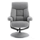 The Biarritz - Swivel Recliner Chair & Matching Footstool in Lisbon Silver Fabric Morris Living
