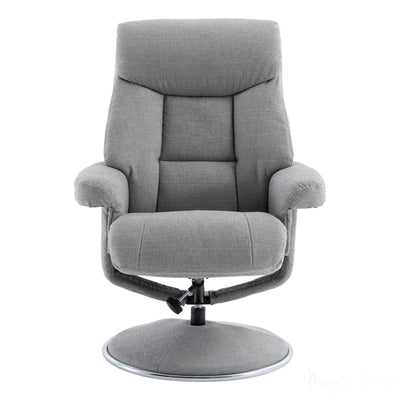 The Biarritz - Swivel Recliner Chair & Matching Footstool in Lisbon Silver Fabric Morris Living