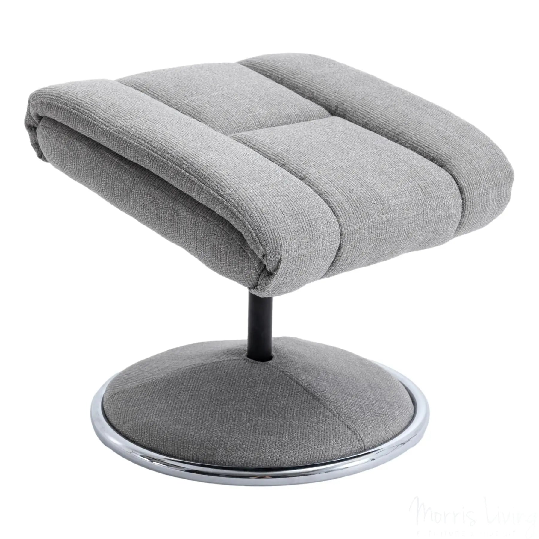 The Biarritz - Swivel Recliner Chair & Matching Footstool in Lisbon Silver Fabric Morris Living