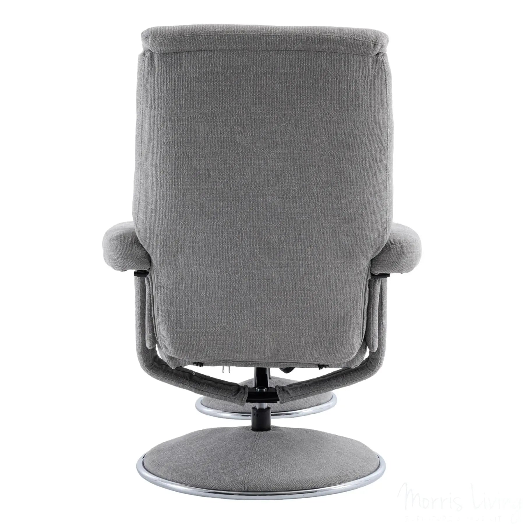 The Biarritz - Swivel Recliner Chair & Matching Footstool in Lisbon Silver Fabric Morris Living