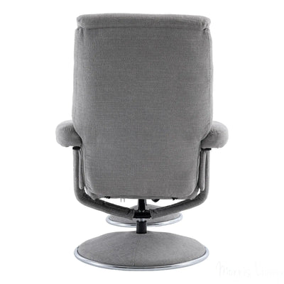 The Biarritz - Swivel Recliner Chair & Matching Footstool in Lisbon Silver Fabric Morris Living