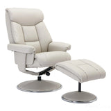 The Biarritz - Swivel Recliner Chair & Matching Footstool in Mushroom Plush Faux Leather Morris Living - thumbnail 1