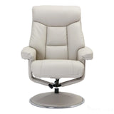 The Biarritz - Swivel Recliner Chair & Matching Footstool in Mushroom Plush Faux Leather Morris Living - thumbnail 3