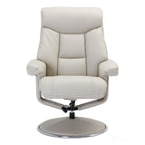 The Biarritz - Swivel Recliner Chair & Matching Footstool in Mushroom Plush Faux Leather Morris Living
