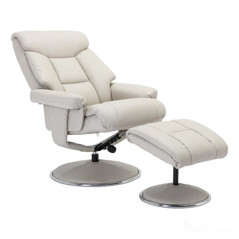 The Biarritz - Swivel Recliner Chair & Matching Footstool in Mushroom Plush Faux Leather Morris Living - image 4