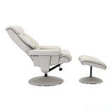 The Biarritz - Swivel Recliner Chair & Matching Footstool in Mushroom Plush Faux Leather Morris Living