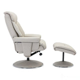 The Biarritz - Swivel Recliner Chair & Matching Footstool in Mushroom Plush Faux Leather Morris Living