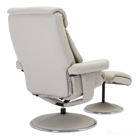The Biarritz - Swivel Recliner Chair & Matching Footstool in Mushroom Plush Faux Leather Morris Living - image 8