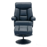 The Biarritz - Swivel Recliner Chair & Matching Footstool in Navy Plush Faux Leather Morris Living - thumbnail 3